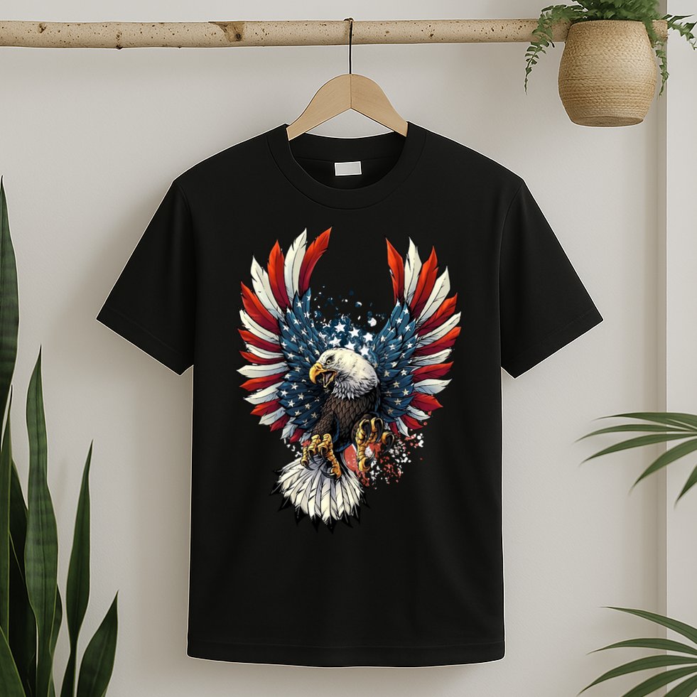 American Flag Bald Eagle 4th Of July USA Patriotic T-Shirt