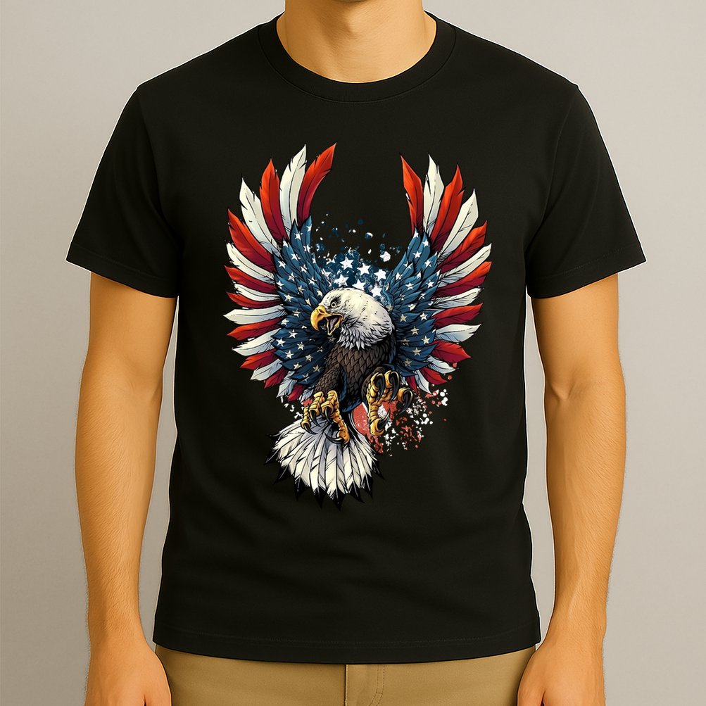 American Flag Bald Eagle 4th Of July USA Patriotic T-Shirt