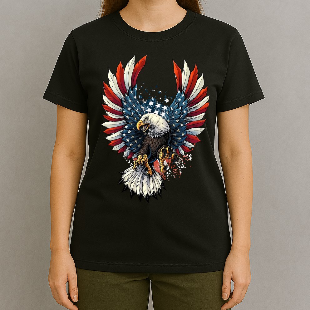 American Flag Bald Eagle 4th Of July USA Patriotic T-Shirt