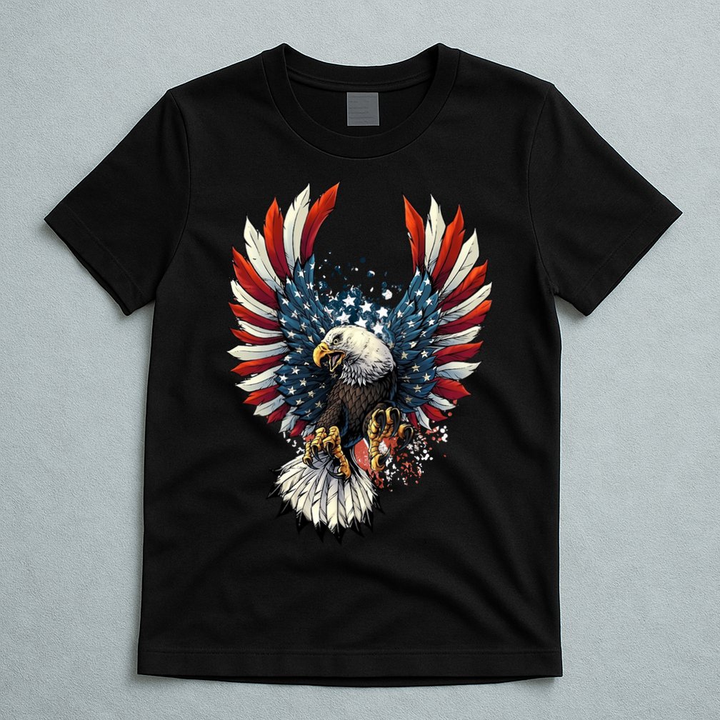 American Flag Bald Eagle 4th Of July USA Patriotic T-Shirt