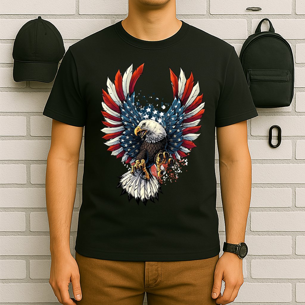 American Flag Bald Eagle 4th Of July USA Patriotic T-Shirt