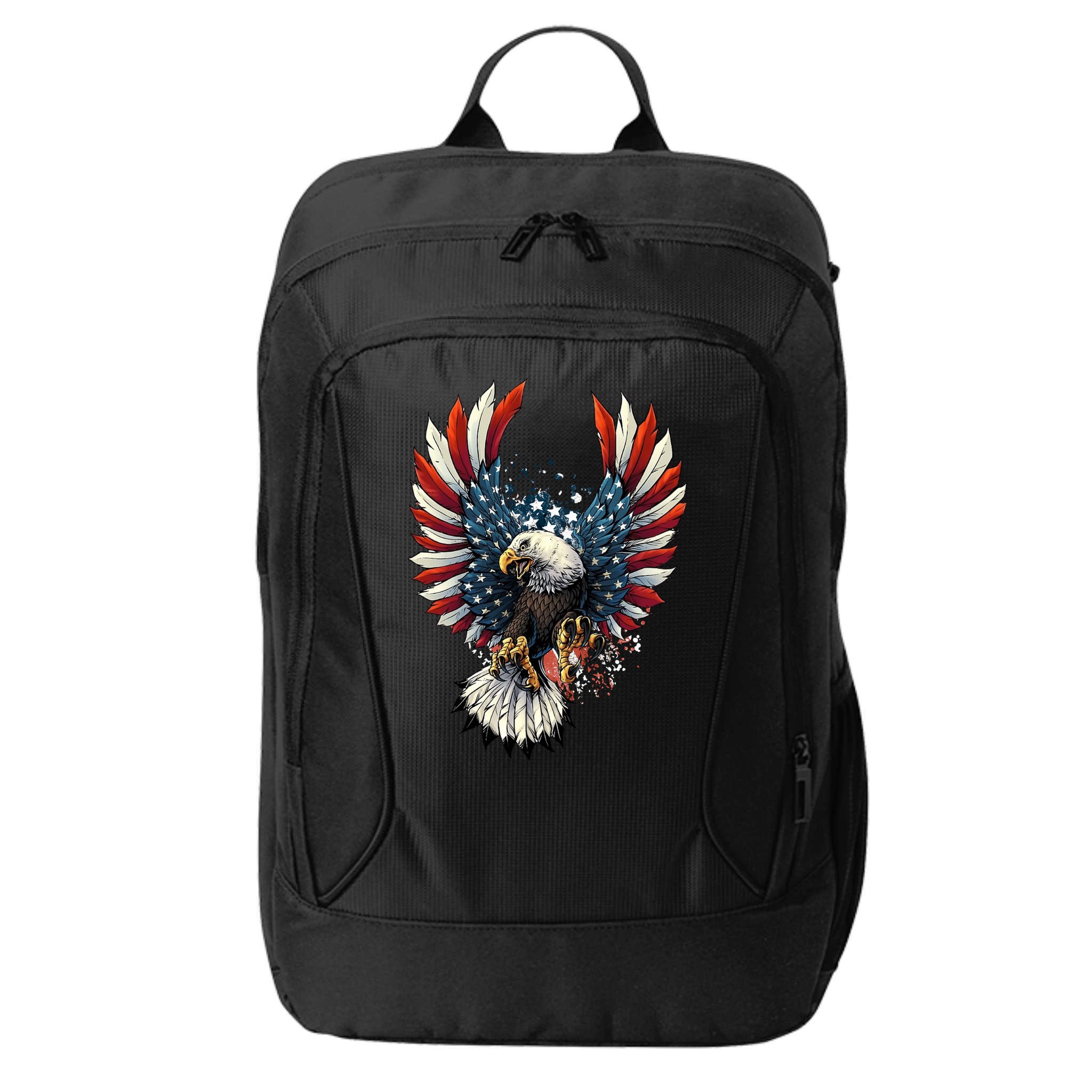American Flag Bald Eagle 4th Of July USA Patriotic City Backpack