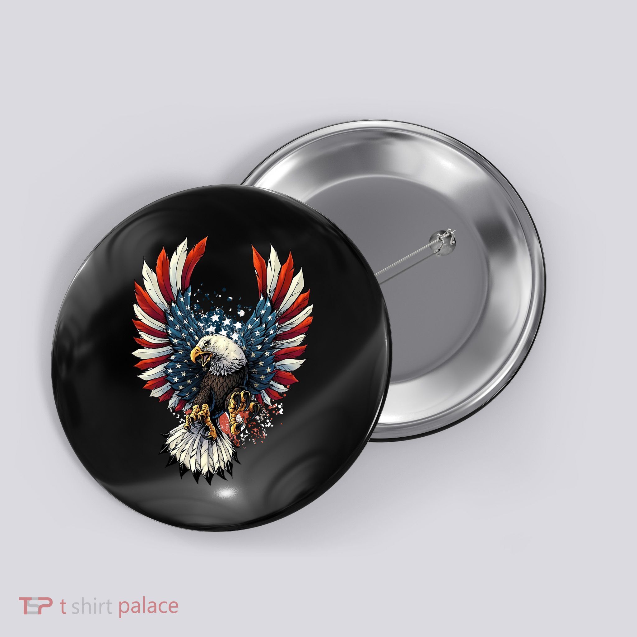 American Flag Bald Eagle 4th Of July USA Patriotic Button
