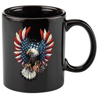 American Flag Bald Eagle 4th Of July USA Patriotic 11oz C Handle Ceramic Mug