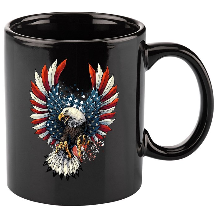 American Flag Bald Eagle 4th Of July USA Patriotic 11oz C Handle Ceramic Mug
