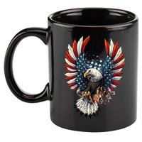 American Flag Bald Eagle 4th Of July USA Patriotic 11oz C Handle Ceramic Mug