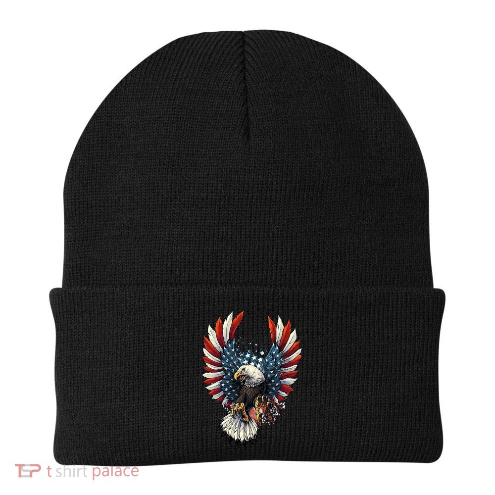 American Flag Bald Eagle 4th Of July USA Patriotic Beanie