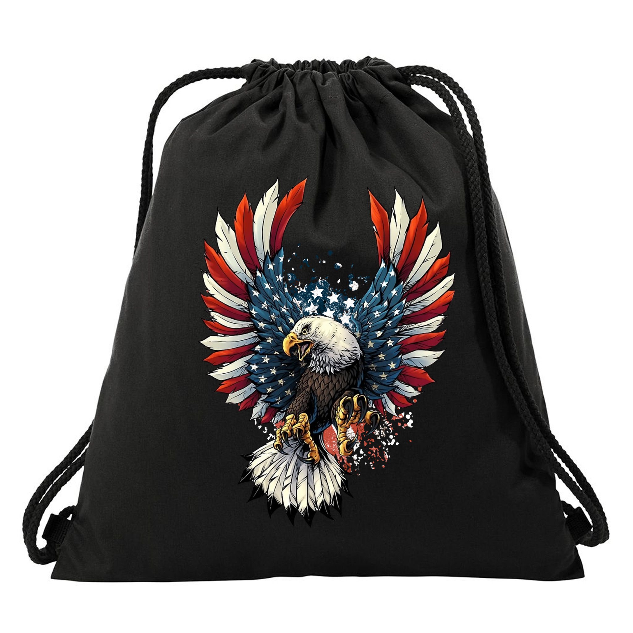 American Flag Bald Eagle 4th Of July USA Patriotic Drawstring Bag