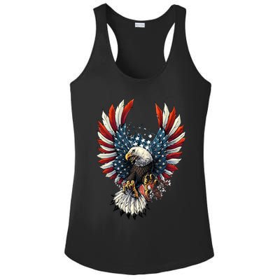 American Flag Bald Eagle 4th Of July USA Patriotic Ladies PosiCharge Competitor Racerback Tank