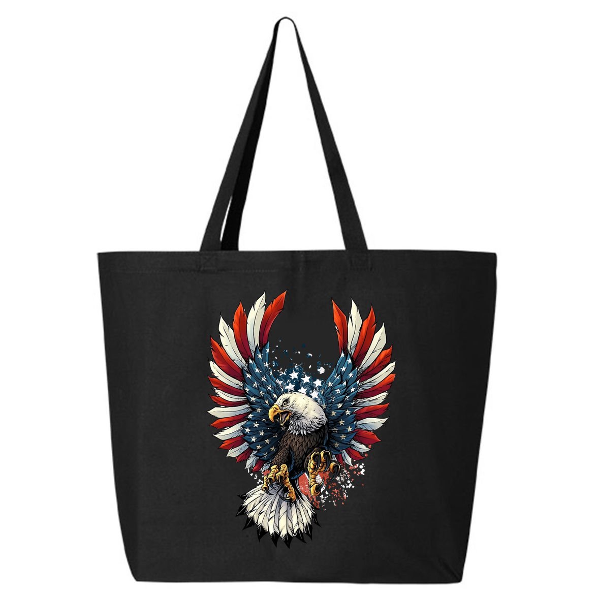 American Flag Bald Eagle 4th Of July USA Patriotic 25L Jumbo Tote