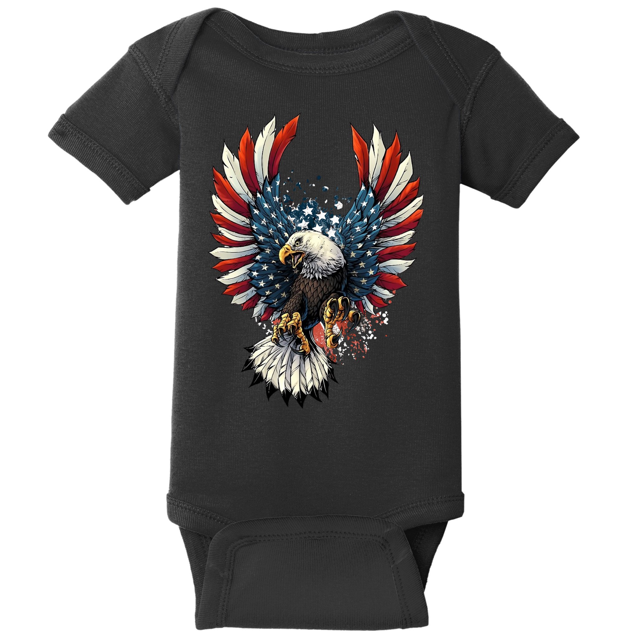 American Flag Bald Eagle 4th Of July USA Patriotic Baby Bodysuit