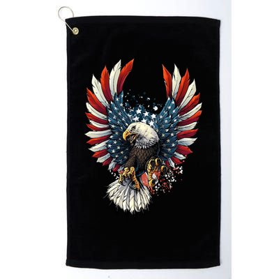 American Flag Bald Eagle 4th Of July USA Patriotic Golf Towel