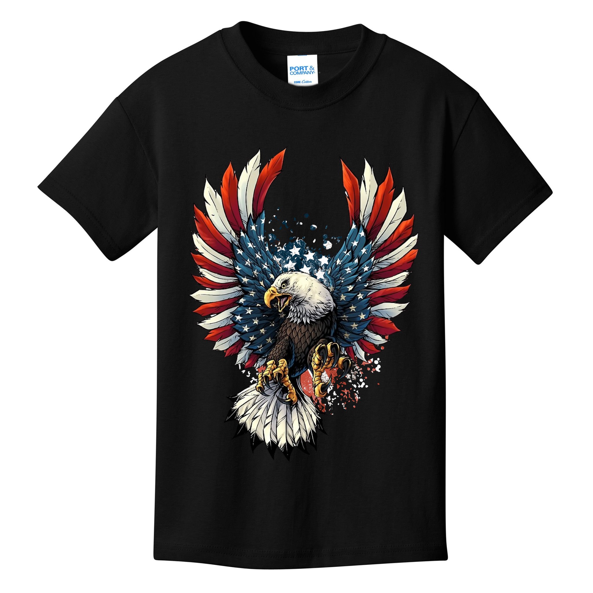 American Flag Bald Eagle 4th Of July USA Patriotic Kids T-Shirt