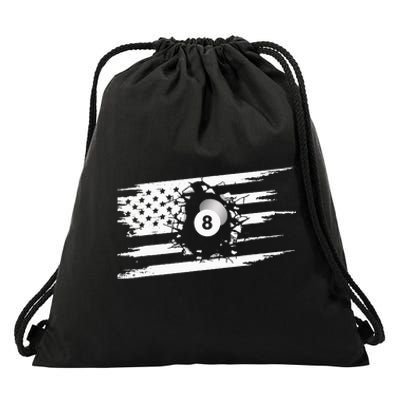 American Flag Billiards Apparel Billiards Drawstring Bag