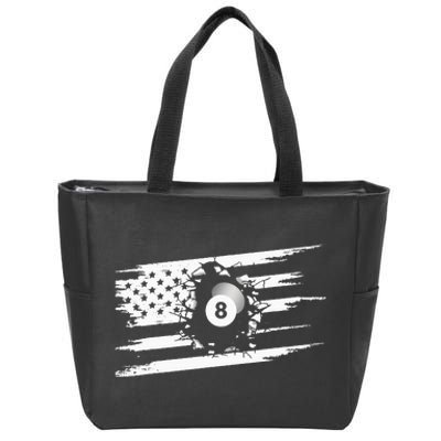 American Flag Billiards Apparel Billiards Zip Tote Bag