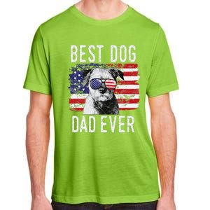 American Flag Best Dog Dad Ever Border Terrier Usa Adult ChromaSoft Performance T-Shirt