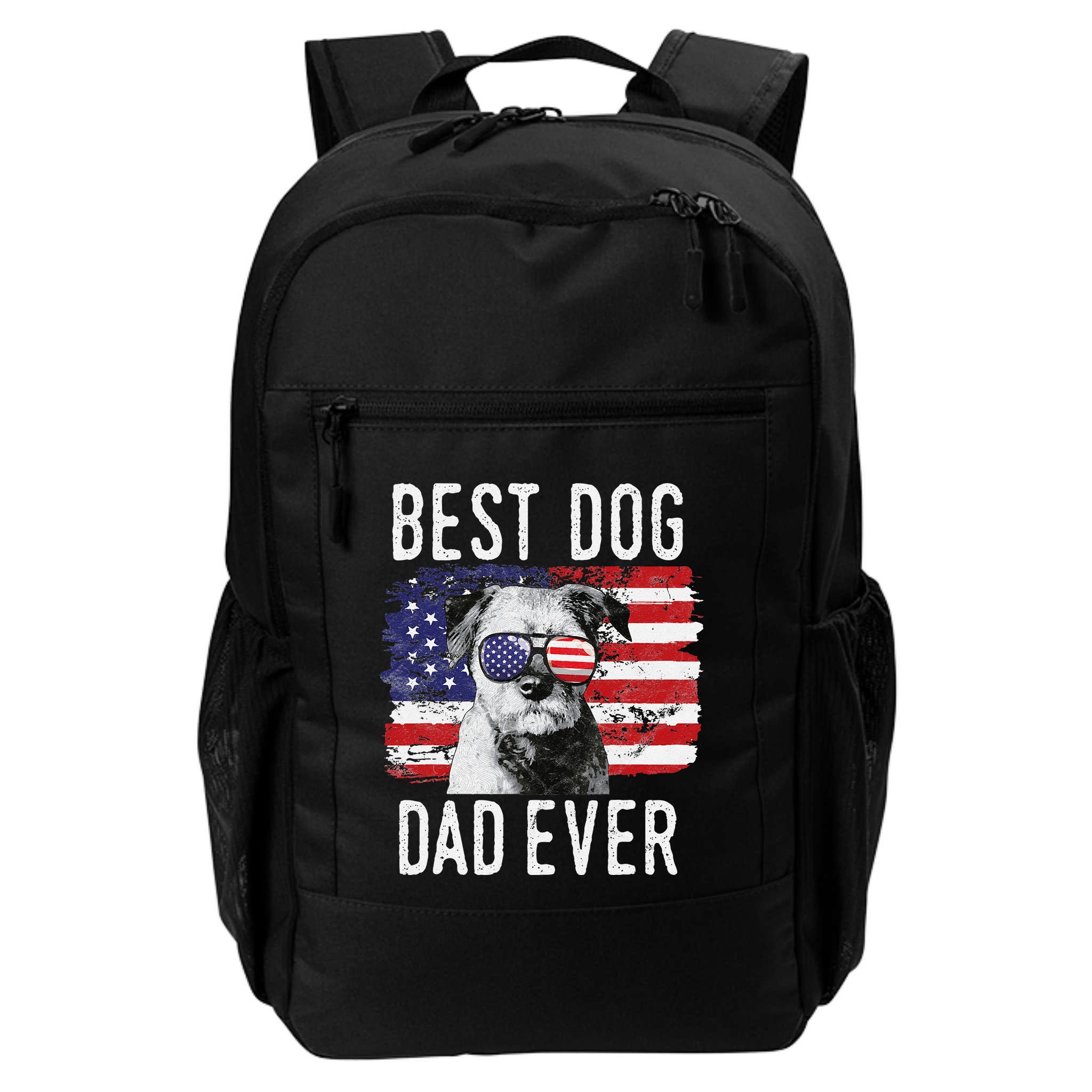 American Flag Best Dog Dad Ever Border Terrier Usa Backpack