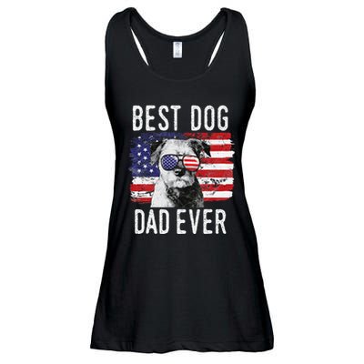 American Flag Best Dog Dad Ever Border Terrier Usa Ladies Essential Flowy Tank