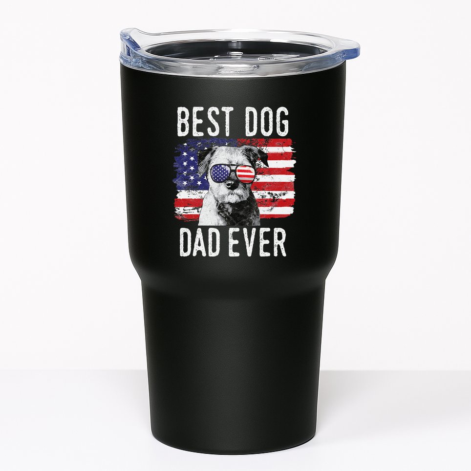 American Flag Best Dog Dad Ever Border Terrier Usa Tumbler