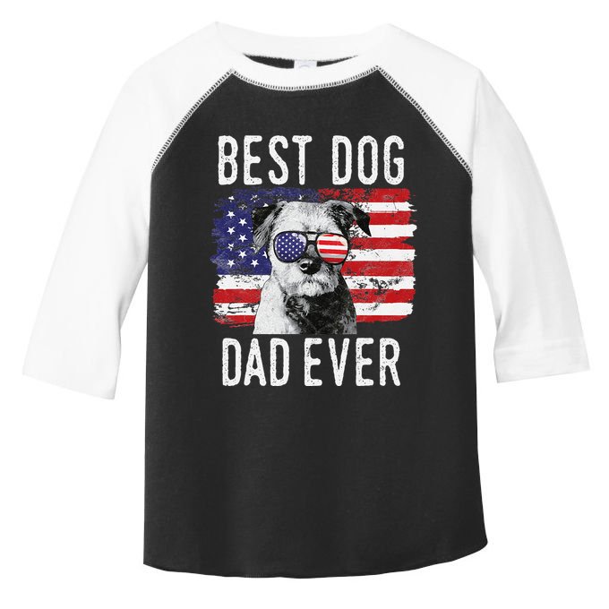American Flag Best Dog Dad Ever Border Terrier Usa Toddler Fine Jersey T-Shirt