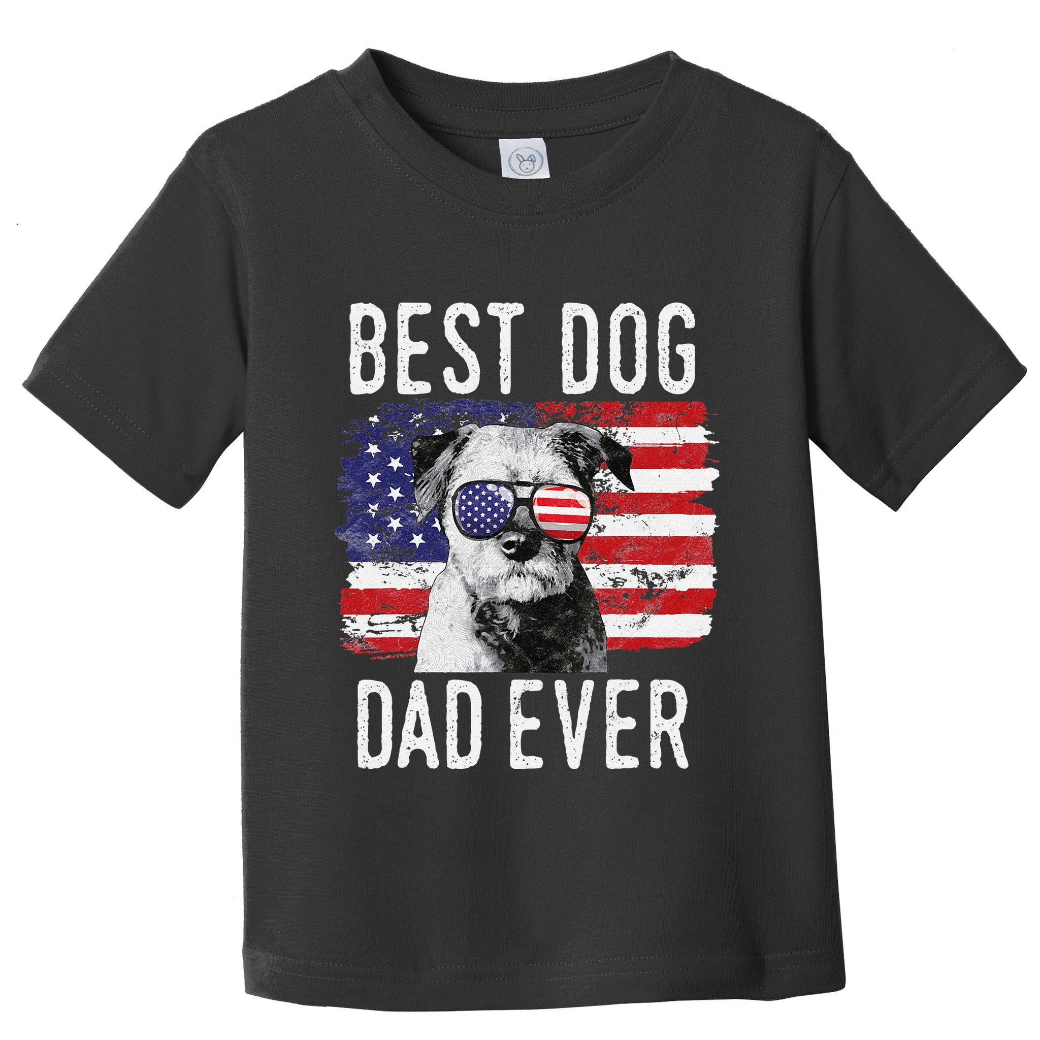 American Flag Best Dog Dad Ever Border Terrier Usa Toddler T-Shirt