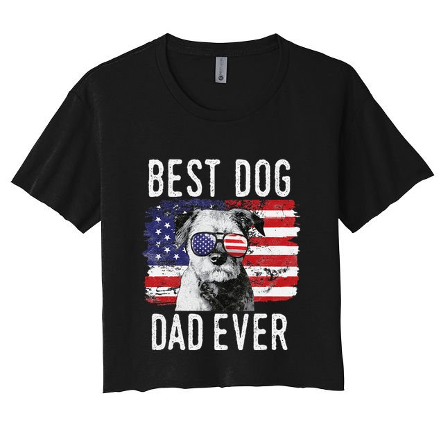 American Flag Best Dog Dad Ever Border Terrier Usa Crop Top