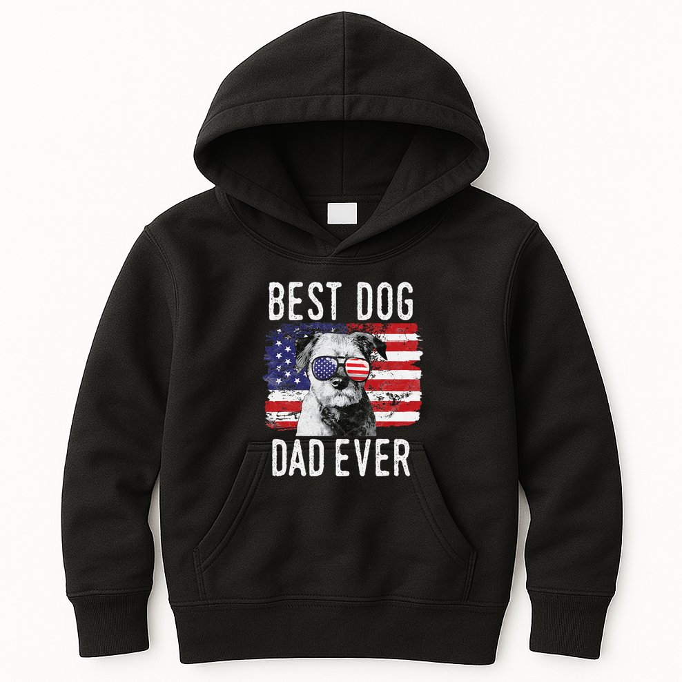 American Flag Best Dog Dad Ever Border Terrier Usa Kids Hoodie