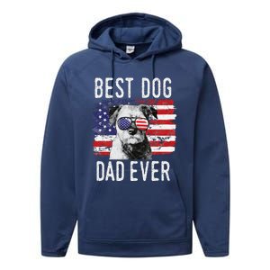 American Flag Best Dog Dad Ever Border Terrier Usa Performance Fleece Hoodie