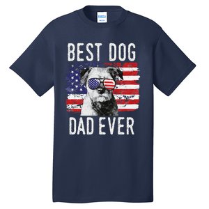 American Flag Best Dog Dad Ever Border Terrier Usa Tall T-Shirt