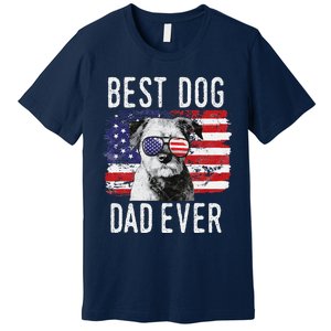 American Flag Best Dog Dad Ever Border Terrier Usa Premium T-Shirt