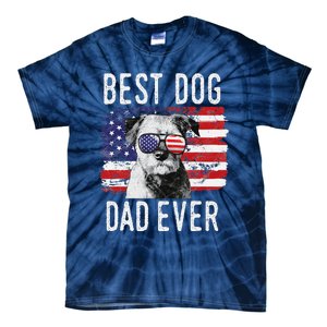 American Flag Best Dog Dad Ever Border Terrier Usa Tie-Dye T-Shirt