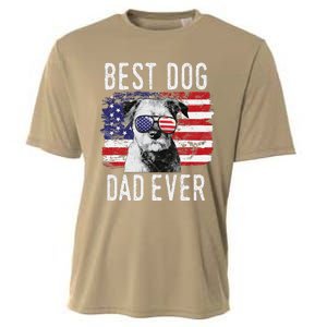 American Flag Best Dog Dad Ever Border Terrier Usa Cooling Performance Crew T-Shirt