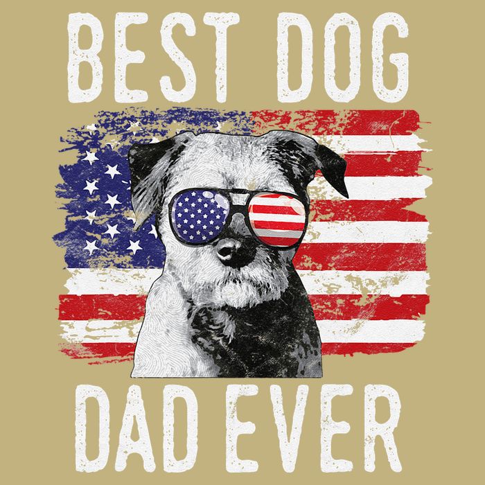 American Flag Best Dog Dad Ever Border Terrier Usa Cooling Performance Crew T-Shirt
