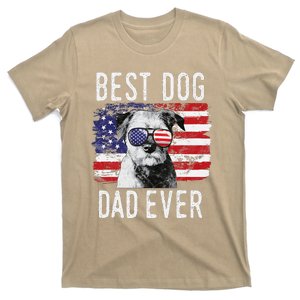 American Flag Best Dog Dad Ever Border Terrier Usa T-Shirt