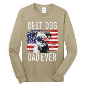 American Flag Best Dog Dad Ever Border Terrier Usa Tall Long Sleeve T-Shirt