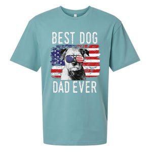 American Flag Best Dog Dad Ever Border Terrier Usa Sueded Cloud Jersey T-Shirt