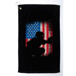 American Flag Baseball Catcher Usa Flag Baseball Platinum Collection Golf Towel