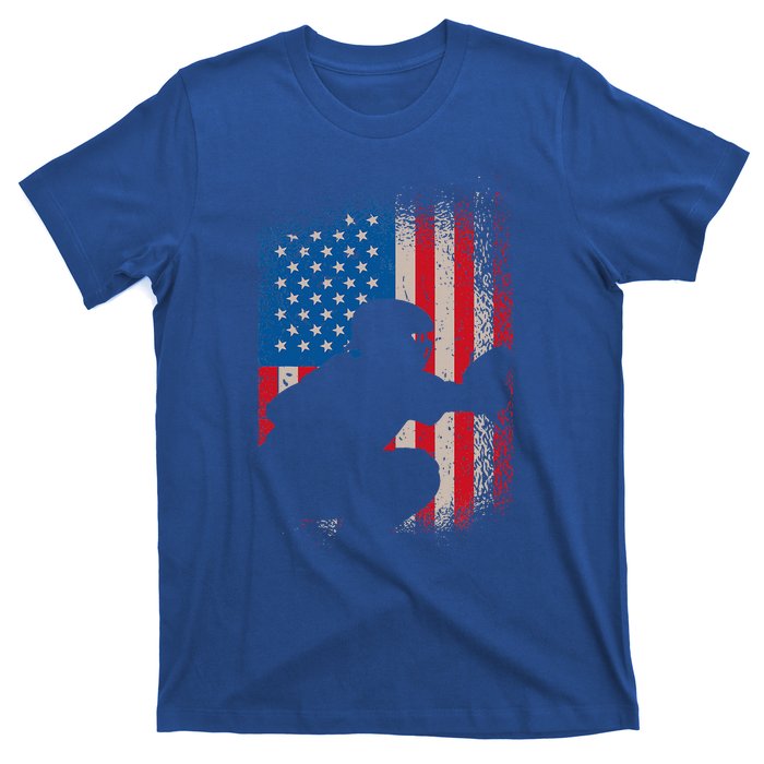 American Flag Baseball Catcher Usa Flag Baseball T-Shirt