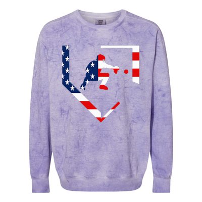 American Flag Baseball Catcher Gear Baseballin Colorblast Crewneck Sweatshirt