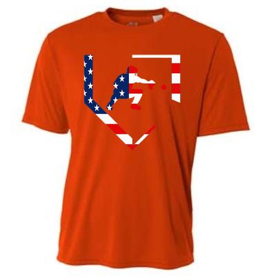 American Flag Baseball Catcher Gear Baseballin Cooling Performance Crew T-Shirt