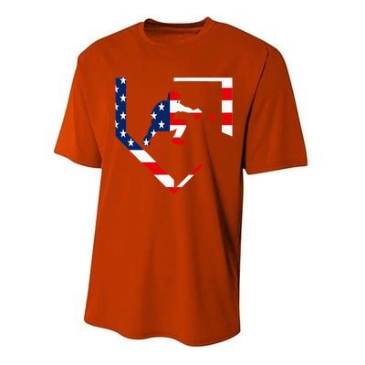 American Flag Baseball Catcher Gear Baseballin Performance Sprint T-Shirt