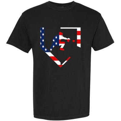 American Flag Baseball Catcher Gear Baseballin Garment-Dyed Heavyweight T-Shirt