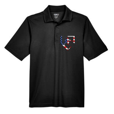 American Flag Baseball Catcher Gear Baseballin Men's Origin Performance Pique Polo