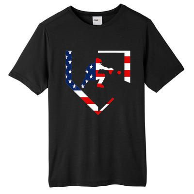 American Flag Baseball Catcher Gear Baseballin Tall Fusion ChromaSoft Performance T-Shirt