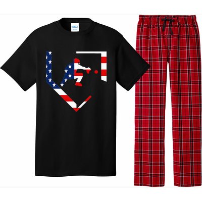 American Flag Baseball Catcher Gear Baseballin Pajama Set