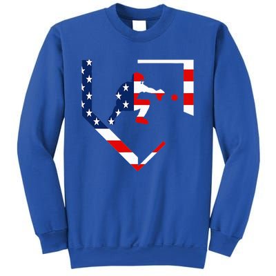 American Flag Baseball Catcher Gear Baseballin Sweatshirt