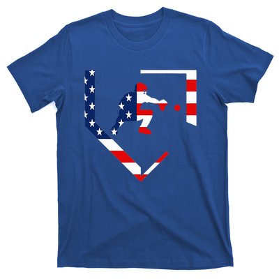 American Flag Baseball Catcher Gear Baseballin T-Shirt