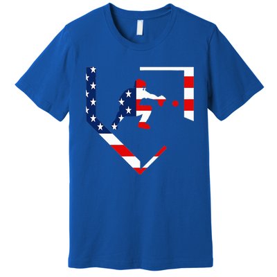 American Flag Baseball Catcher Gear Baseballin Premium T-Shirt