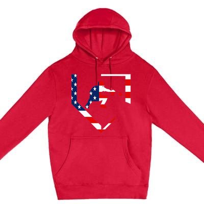 American Flag Baseball Catcher Gear Baseballin Premium Pullover Hoodie