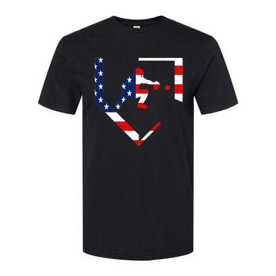 American Flag Baseball Catcher Gear Baseballin Softstyle CVC T-Shirt